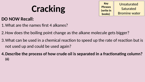 Cracking: GCSE Organic Chemistry C7 | Teaching Resources