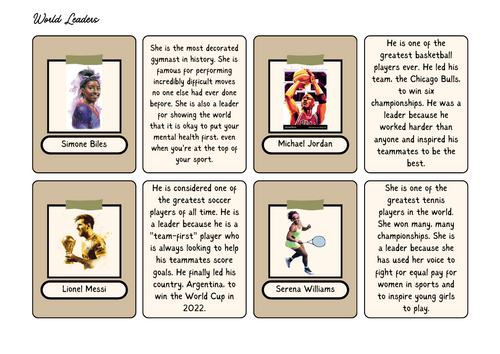 Flashcards of WORLD LEADERS / INSPIRING PEOPLE and their work ...