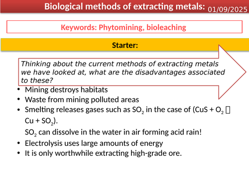 GCSE chemistry - Biological methods of extraction | Teaching Resources