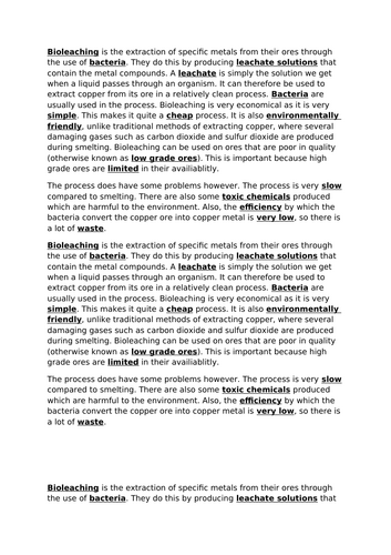 GCSE chemistry - Biological methods of extraction