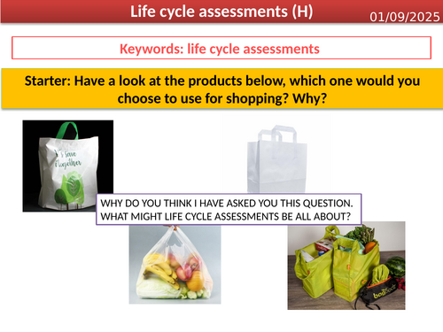 GCSE chemistry - Lifecycle assessments