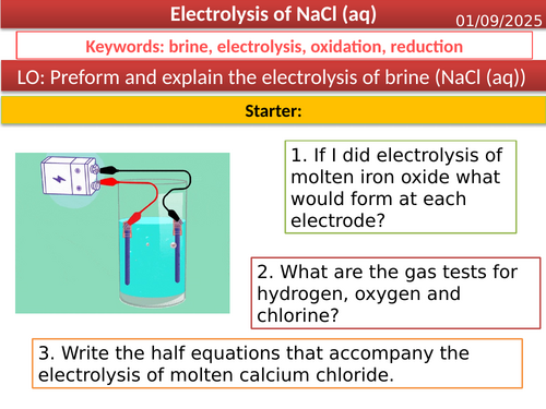 Electrolysis of NaCl - GCSE chemistry