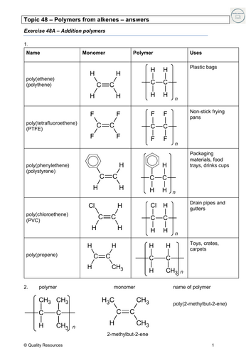Polymers from alkenes OCR AS Chemistry | Teaching Resources