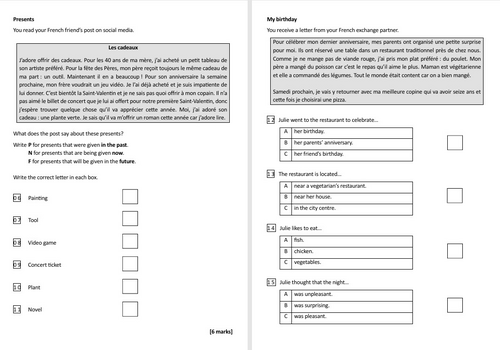 Assessments- Topic5: Cutoms, Festivals and Celebrations- GCSE French ...