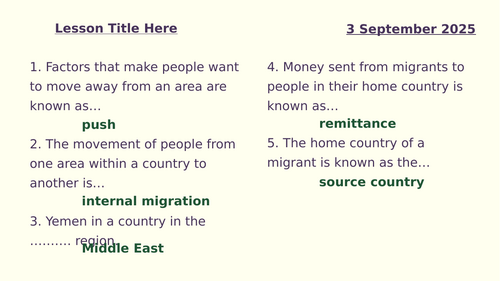 Y8 Population: Forced Migration