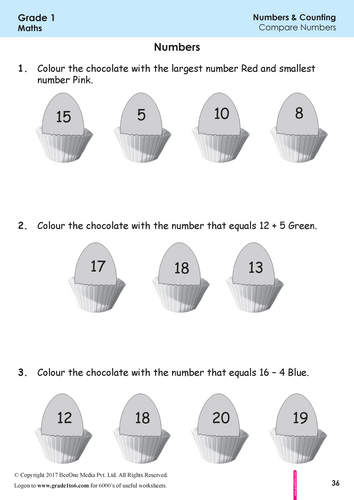 BeeOne Grade 1 Number and Counting Worksheets PYP IB CBSE Rated 4.9/5 ...