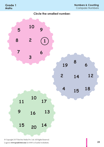 BeeOne Grade 1 Number and Counting Worksheets PYP IB CBSE Rated 4.9/5 ...