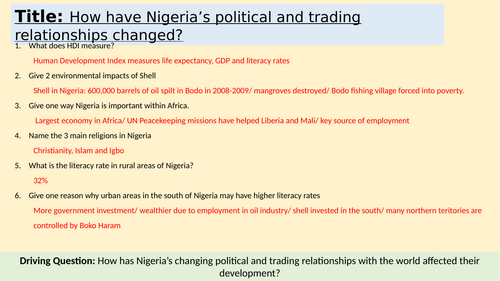 KS4 Nigeria: Global links