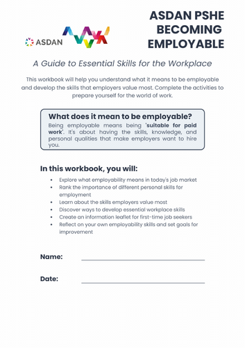 ASDAN PSHE - Careers - Employability Skills Booklet - A2