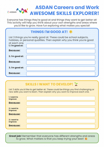 ASDAN Employability - Careers and Work - Strengths and Areas for Growth -