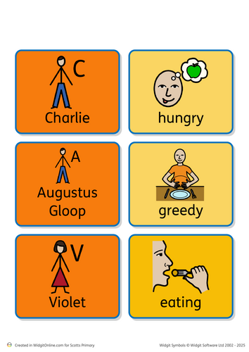 SEND Charlie and the Chocolate Factory Coloured Semantic Cards ...