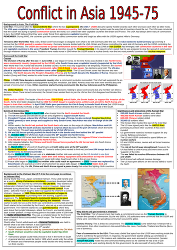 AQA GCSE History - Asia - Korean War and Vietnam War - short knowledge ...