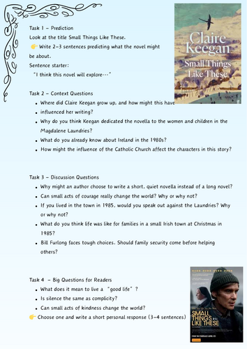 Small Things Like These Pre-reading and context lessons