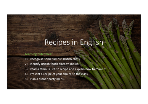 Recipes in English ESOL or British Culture resource | Teaching Resources