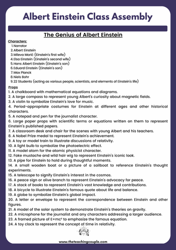 Albert Einstein - Class Assembly Script | Teaching Resources