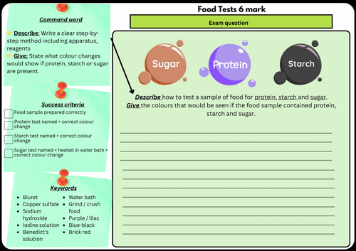 Food ����Vlogts – 6 Mark Exam Question | Scaffolded/Differentiated (Protein, Starch & Sugar)
