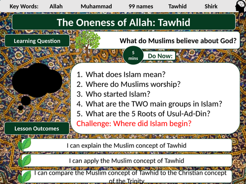 AQA Muslim Beliefs L5- The Oneness of Allah