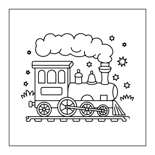Cute Smiling Train Coloring Book Pages | Teaching Resources
