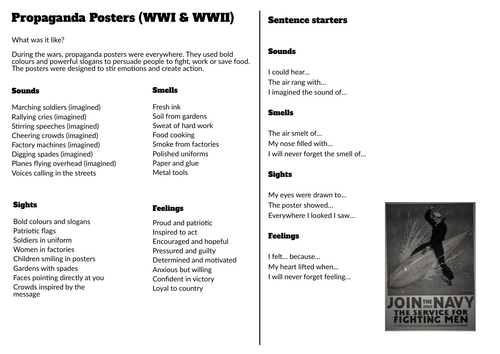 Propaganda Posters (WWI & WWII) – KS3 Descriptive Writing Resource