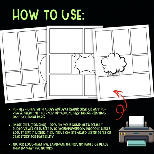 37 Comic Strip Writing Book Pages Template Blank Graphic Novel Paper ...