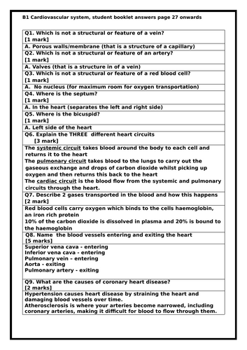 AAQ BTEC Health & Social Care Unit 2 Human Biology B1 Cardio, CHD and ...