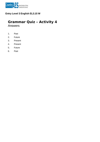 Entry Level 3 English Sow, Presentations, Worksheets and Answers ...