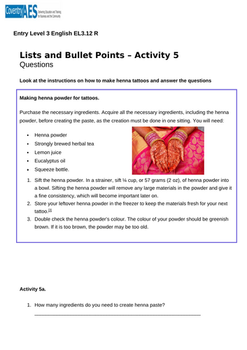 Entry Level 3 English Sow, Presentations, Worksheets and Answers ...