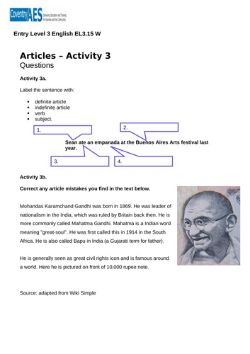 Entry Level 3 English Sow, Presentations, Worksheets and Answers ...