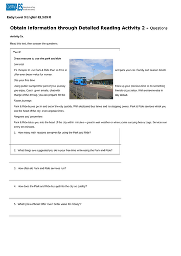 Entry Level 3 English Sow, Presentations, Worksheets and Answers ...