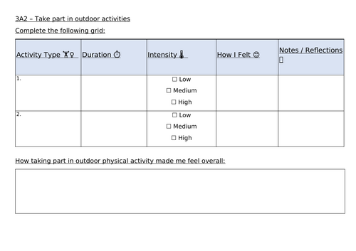 ASDAN - PDP - 3A2 - Take part in outdoor activities | Teaching Resources