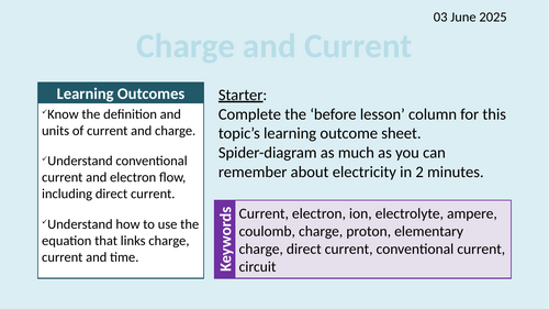 OCR AAQ in Applied Science- P1.1.1 Charge and Current