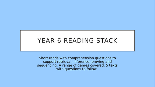 Y6/Y5 Reading Comprehension Stack 6 - 10
