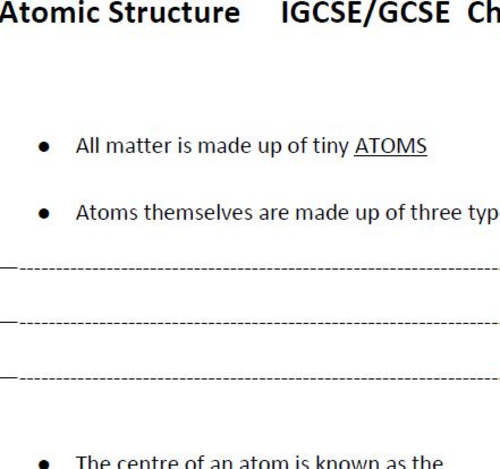 Atomic Stucture Booklet IGCSE Chemistry {Edexcel 9-1} | Teaching Resources