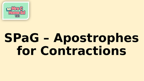 English - SPaG - Apostrophes for Contractions | Teaching Resources