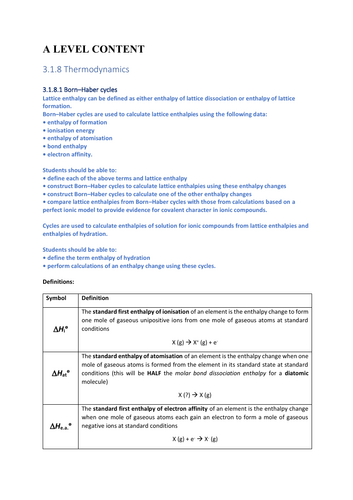 A LEVEL CHEMISTRY NOTES (AIM for A/A*) - Physical A Level AQA ...