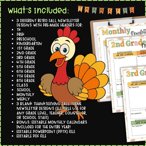 EDITABLE Month Week November Fall Thanksgiving Day Theme Newsletter EDITABLE Month Week November Fall Thanksgiving Day Theme Newsletter