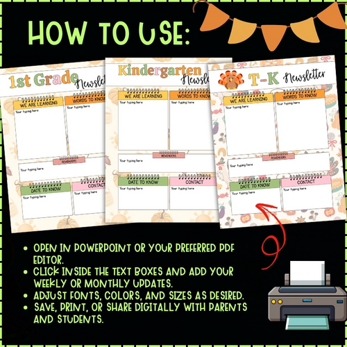 EDITABLE Month Week November Fall Thanksgiving Day Theme Newsletter EDITABLE Month Week November Fall Thanksgiving Day Theme Newsletter