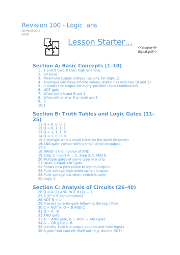 GCSE Electronics – Combinational Logic Systems | 100 Revision Questions ...