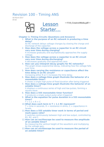 GCSE Electronics – Timing Circuits | 100 Revision Questions & Answers ...