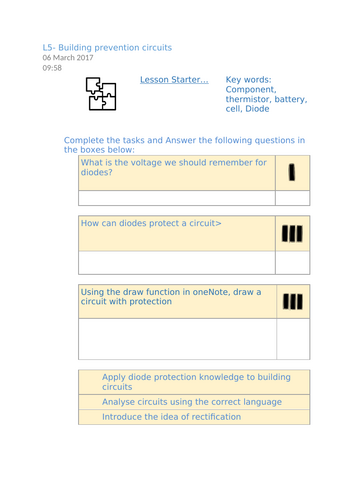GCSE Electronics – Applications of Diodes: Lesson 5 | Teaching Resources