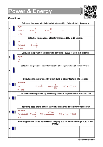 AQA GCSE Physics P1.9-Energy and power (Triple & Combined) | Editable ...