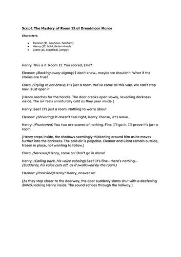 Dreadmoor Manor & Room 13 Drama Scheme of Work | Teaching Resources