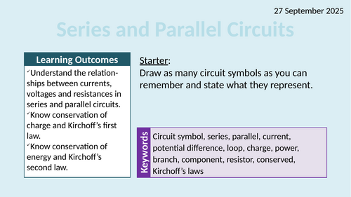 OCR AAQ in Applied Science- P1.1.4 Series and Parallel Circuits
