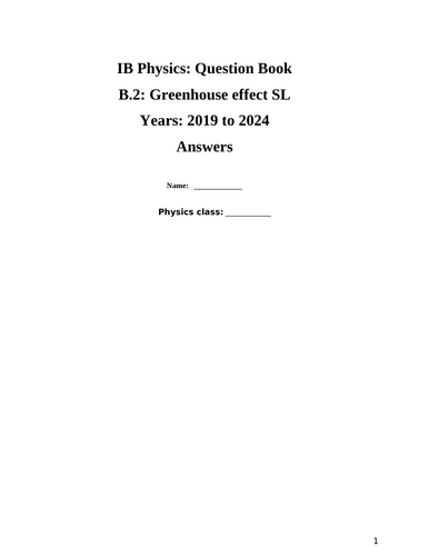IB Question Book B.2: Greenhouse effect SL (Questions from 2019 to 2024)