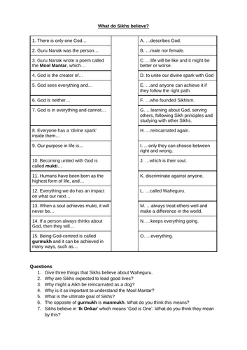 KS3 Religious studies - Introduction to Sikhism - Whole unit | Teaching ...