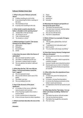 Follower Multiple Choice Quiz