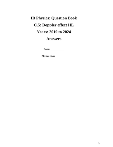 IB Question Book C.5: Doppler Effect HL (Questions from 2019 to 2024)