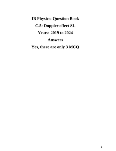 IB Question Book C.5: Doppler Effect SL (Questions from 2019 to 2024)