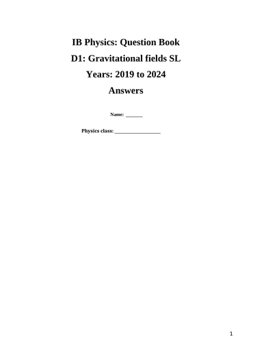 IB Question Book D.1: Gravitational Fields SL (Questions from 2019 to 2024