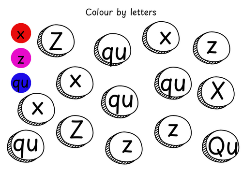 colour  by letters xzqu